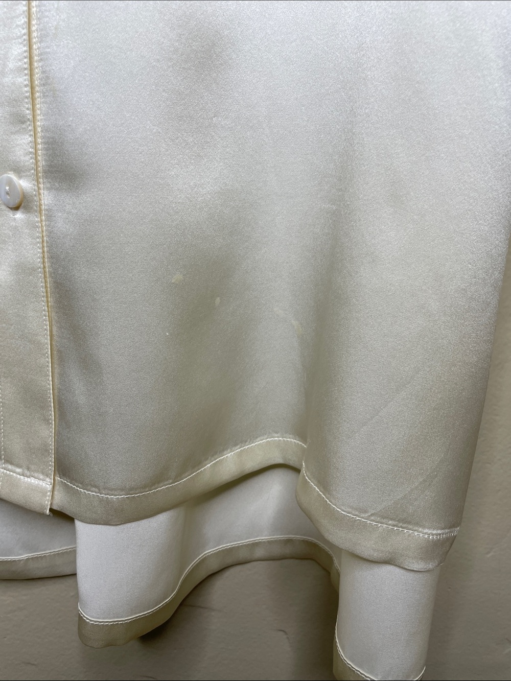 SILK MAISON Ivory MULLBERRY Silk Long Button Down Quiet Luxury Shirt Blouse Lg - Picture 6 of 14